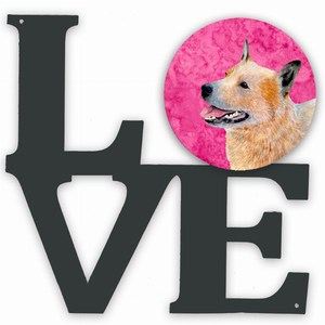 Blue/Pink Dog Metal Wall Artwork LOVE - 194030205464
