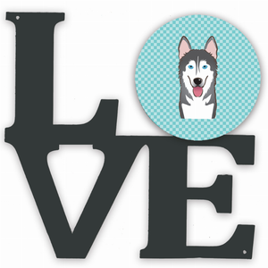 Checkerboard Dog Face Metal Wall Artwork LOVE - 194030191965