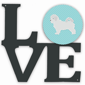 Checkerboard Dog Profile Metal Wall Artwork LOVE - 194030195833
