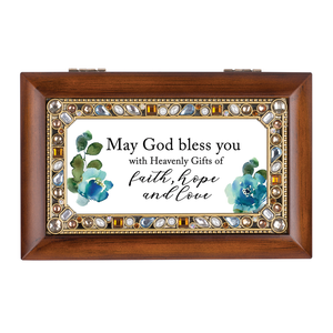 Petite Music Box Jeweled May God Bless - 603799511896