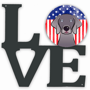 American Flag and Dog Face Metal Wall Artwork LOVE - 194030193952