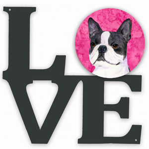 Blue/Pink Dog Metal Wall Artwork LOVE - 194030208793