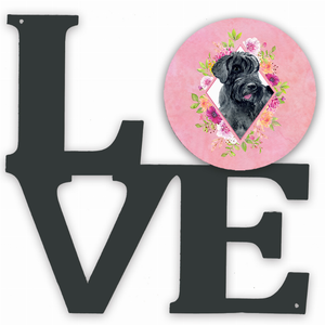 Dog Breed Flowers Design Metal Wall Artwork LOVE - 194030189283