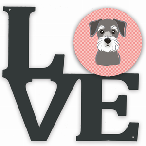 Checkerboard Dog Face Metal Wall Artwork LOVE - 194030193082