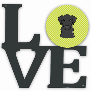 Checkerboard Dog Face Metal Wall Artwork LOVE - 194030192757