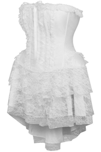 Top Drawer Steel Boned Strapless White Lace Victorian Corset Dress - 810112205657