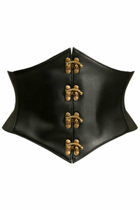 Lavish Faux Leather Corset Belt Cincher with Clasps - 782588079875
