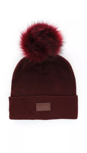 Fur Pom Beanie Hat - 746160466477