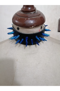 Faux Leather & Metallic Spike Choker - 655222103727