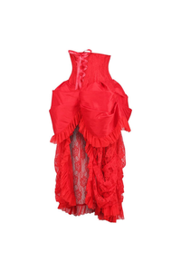 Top Drawer Steel Boned Red Lace Victorian Bustle Underbust Corset Dress - 840389606307
