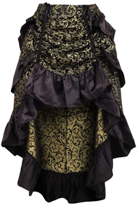 Gold/Black Brocade Adjustable High Low Bustle Skirt - 840389606680