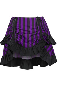 Purple/Black Striped Ruched Bustle Skirt - 810112202045