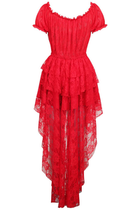 Red High Low Lace Dress - 840389606871