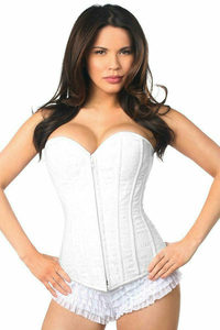 Lavish Lace Overbust Corset with Zipper - 635409135703