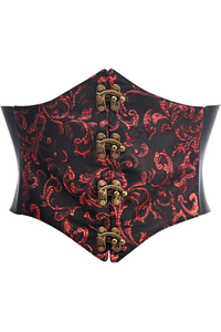 Lavish Swirl Brocade Corset Belt Cincher with Clasps - 655222135926
