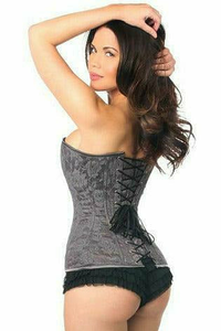 Lavish Lace Overbust Corset with Zipper - 635409141391