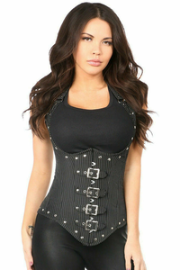 Top Drawer Steel Boned Pinstripe Underbust Corset with Buckling - 612058842329