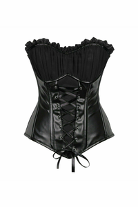 Top Drawer Faux Leather Lace-Up Steel Boned Corset - 782588078854