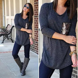 Queenie Tunic Top With Sequined Pocket - 702921592779