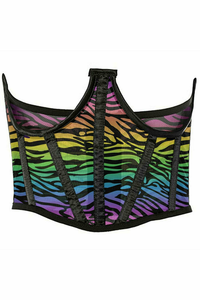 Lavish Animal Print Mesh Open Cup Waist Cincher - 782588077130