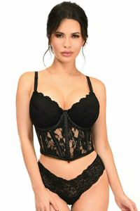 Lavish Sheer Lace Underwire Waist Cincher Corset - 782588091235