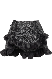 Silver/Black Brocade Ruched Bustle Skirt - 840389608752
