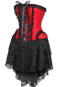 Top Drawer Steel Boned Strapless Red/Black Lace Victorian Corset Dress - 810112205572