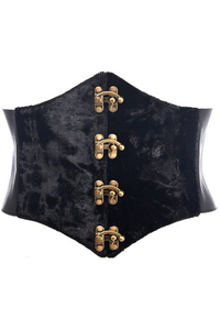 Lavish Velvet Corset Belt Cincher with Clasps - 655222136213