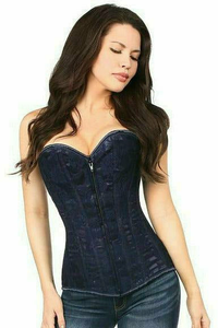 Lavish Lace Overbust Corset with Zipper - 635409142077