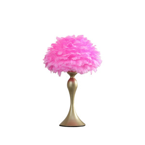 24" Glam Hot Pink Feather and Gold Table Lamp - 606114071303