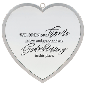 Heart Mirror We Open Our Home Lrg Silver - 603799860994
