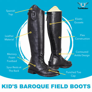 JPC Equestrian Kids Baroque Leather Back Zipper Field Boots, Leather, Back Zipper