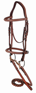 Henri de Rivel Laureate Raised Fancy Stitched Bridle with Laced Reins, Oak Bark