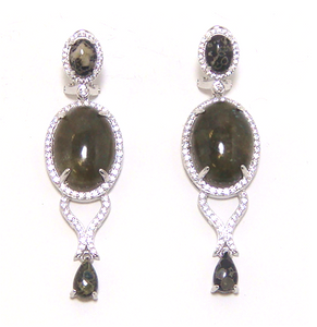 Labradorite & Serpentine Earrings, 925 Sterling Silver - 000354896879