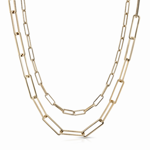 Double Elongated & Large Rectangle Link Chain Necklace - 000656326336