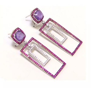 Geometric Dangle Earrings in Sterling Silver - 000354896596