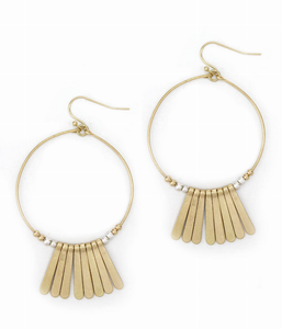 Gold Hoop Earring with Metal Bar Accent - 810104071895