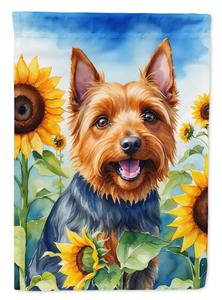Australian Terrier in Sunflowers House Flag - 194030962046