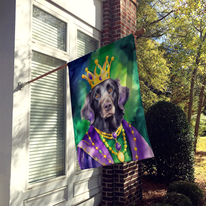 Flat-Coated Retriever King of Mardi Gras House Flag - 194030931783