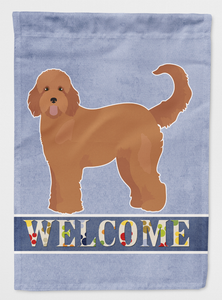 Tan Goldendoodle Welcome Flag Canvas House Size - 194030051511