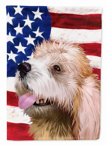 American Flag with Dog Artwork Flag Canvas House Size - 194030218525