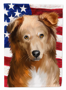 American Flag with Dog Artwork Flag Canvas House Size - 194030218082
