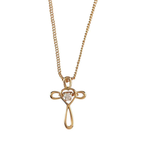 Plated Open Petal Cross Heart Necklace - 714611188247