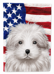American Flag with Dog Artwork Flag Canvas House Size - 194030218365