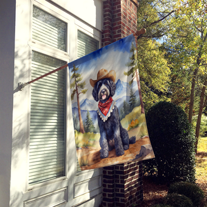 Portuguese Water Dog Cowboy Welcome House Flag - 194030959749