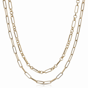 Double Small Multi Link & Elongated Link Chain Necklace - 000656326354