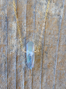 Single Raw Crystal Pendant Necklace - 810104074681