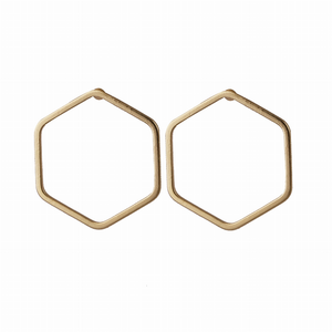 Gold Hexagon Stud Earrings - 196704172973