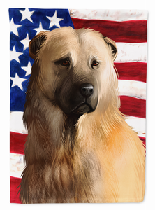 American Flag with Dog Artwork Flag Canvas House Size - 194030217740