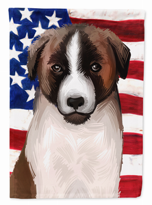 American Flag with Dog Artwork Flag Canvas House Size - 194030218679